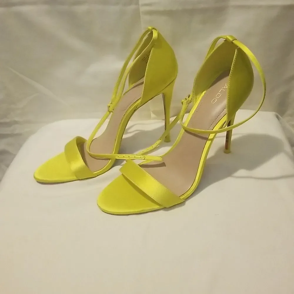 Aldo Neon Yellow Strappy Stiletto Heels